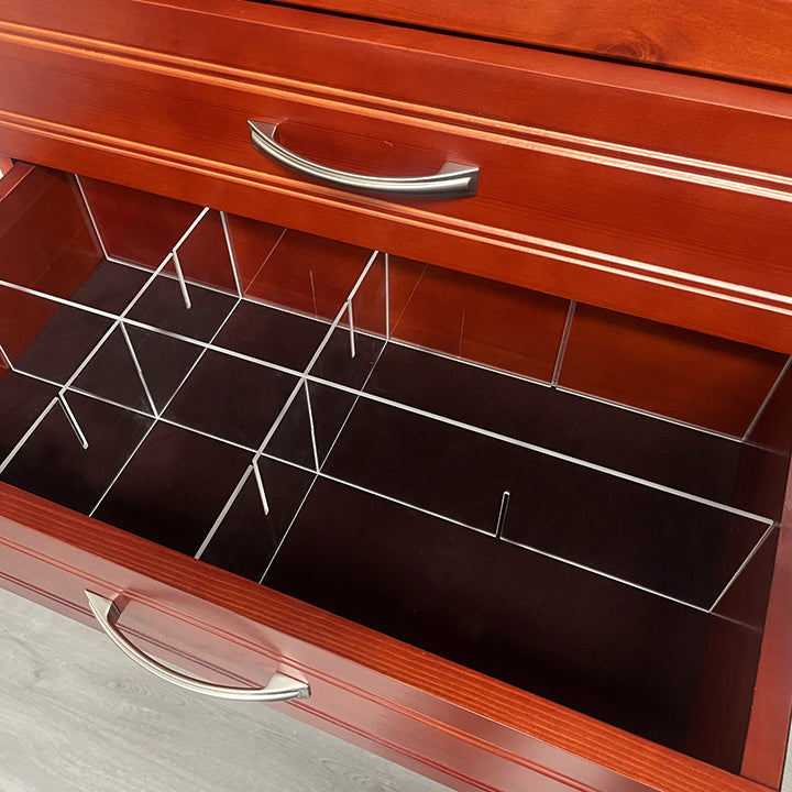 12 inch deep customizable drawer inserts with 4 small and 2 large compartments