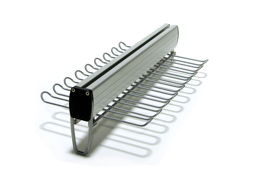 16 inch deep under mount belt and tie rack on white background