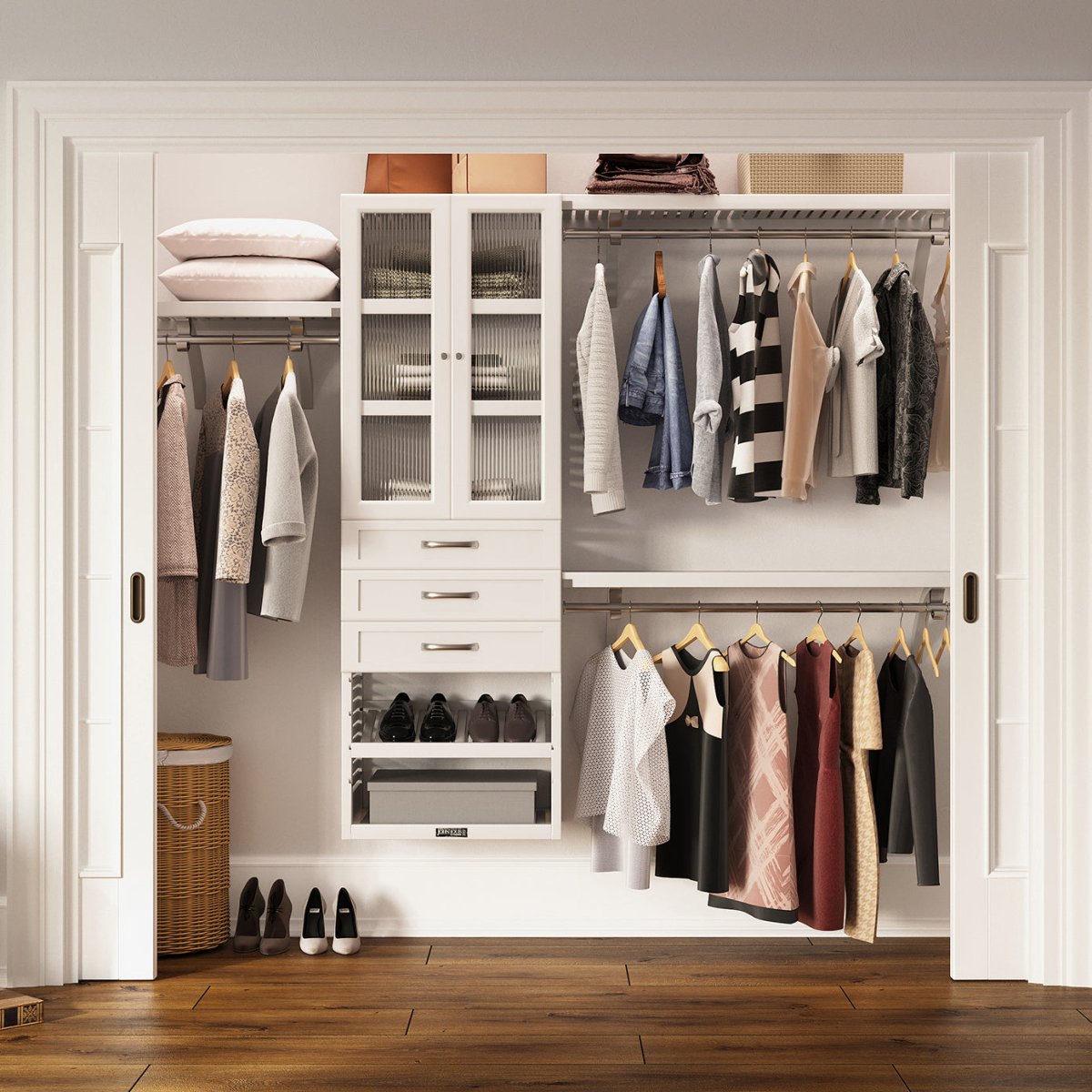 3-Drawer Shaker Solid Wood Walk-In | Real Wood Closet System
