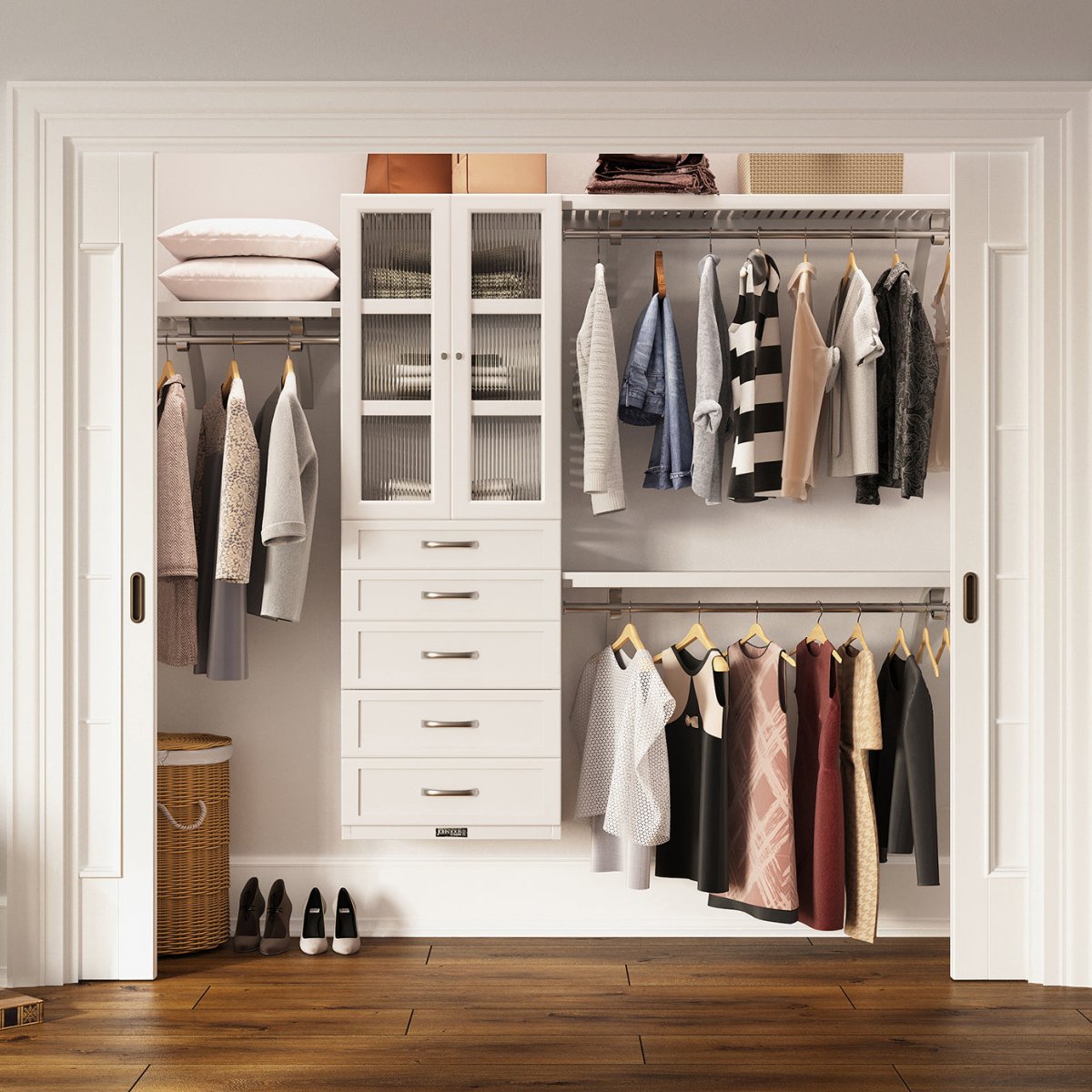 シャンプー A-ch closet Aheaplus Closet System, Closet Organizer with 3 Wooden Drawers