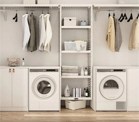 Laundry Room Storage Between Washer & Dryer: DIY Ideas & Systems