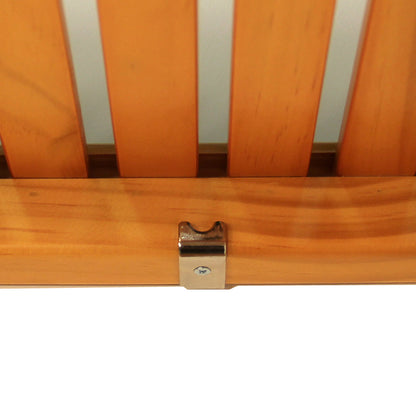 Wooden shelf with a metal hardware on a white background