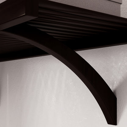 close up of shelf and angle bracket  highlights espresso