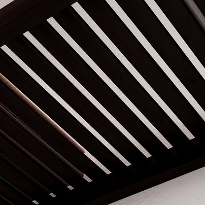 close up of ventilated shelf underside highlights espresso