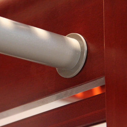 closeup of garment bar on closet organizer