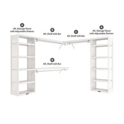 White L Shaped Walk In Closet Organizer Parts Included