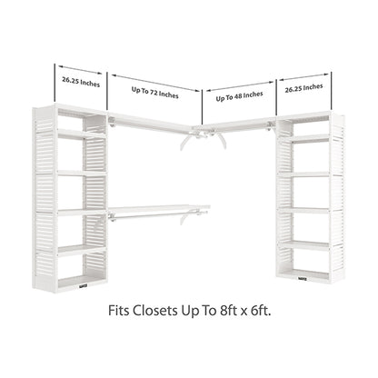 White L Shaped Walk In Closet Organizer Size Dimensions