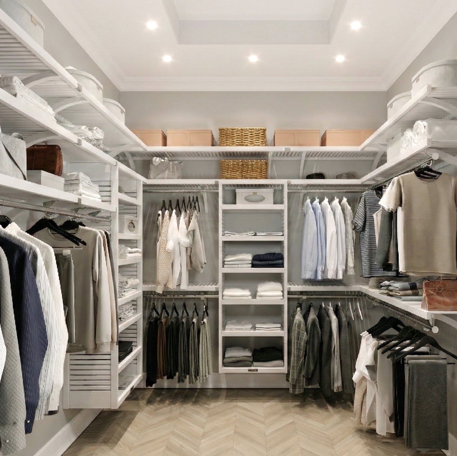 after organized solid wood walk in closet