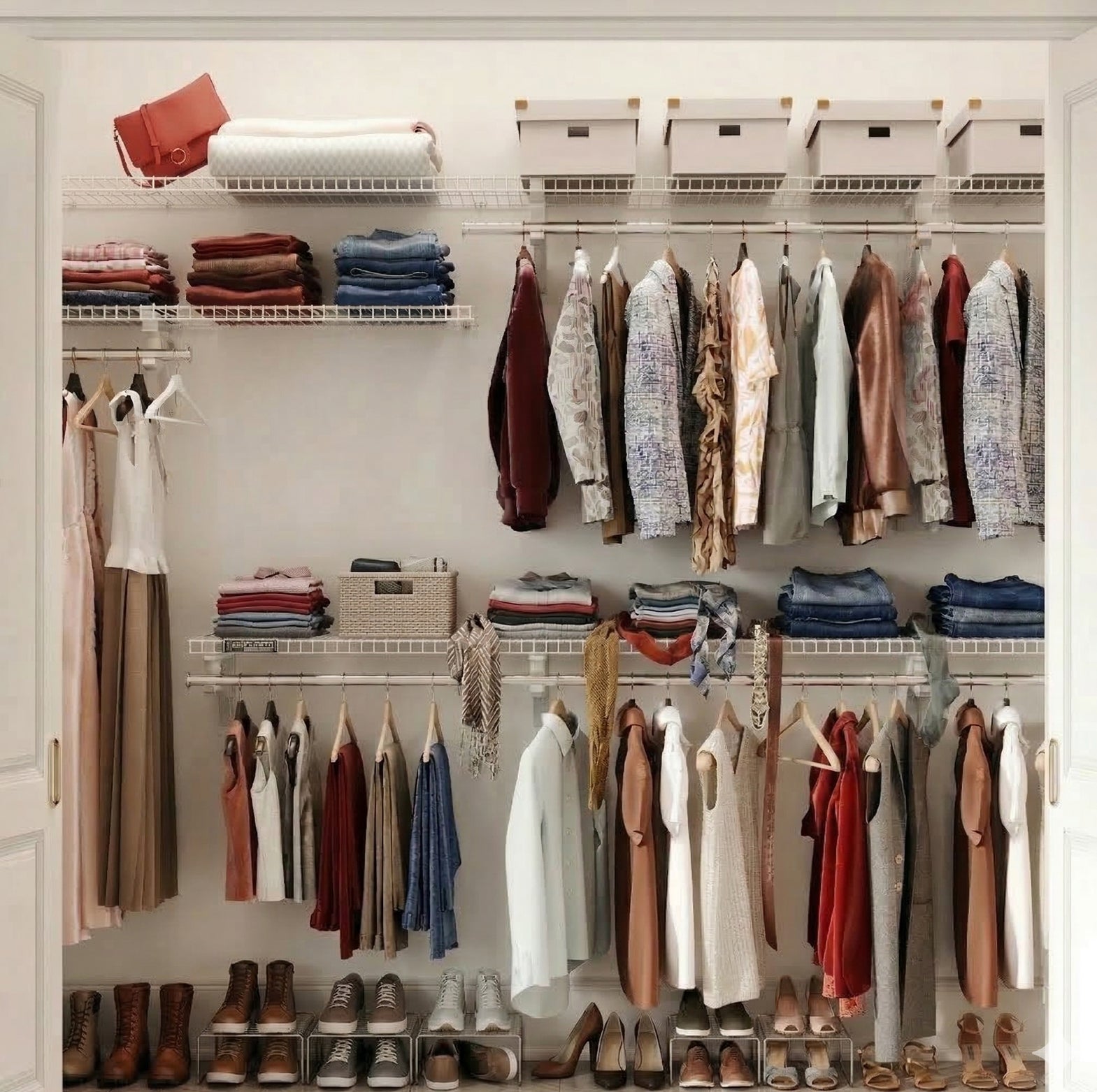 before of messy wire shelf reach in closet