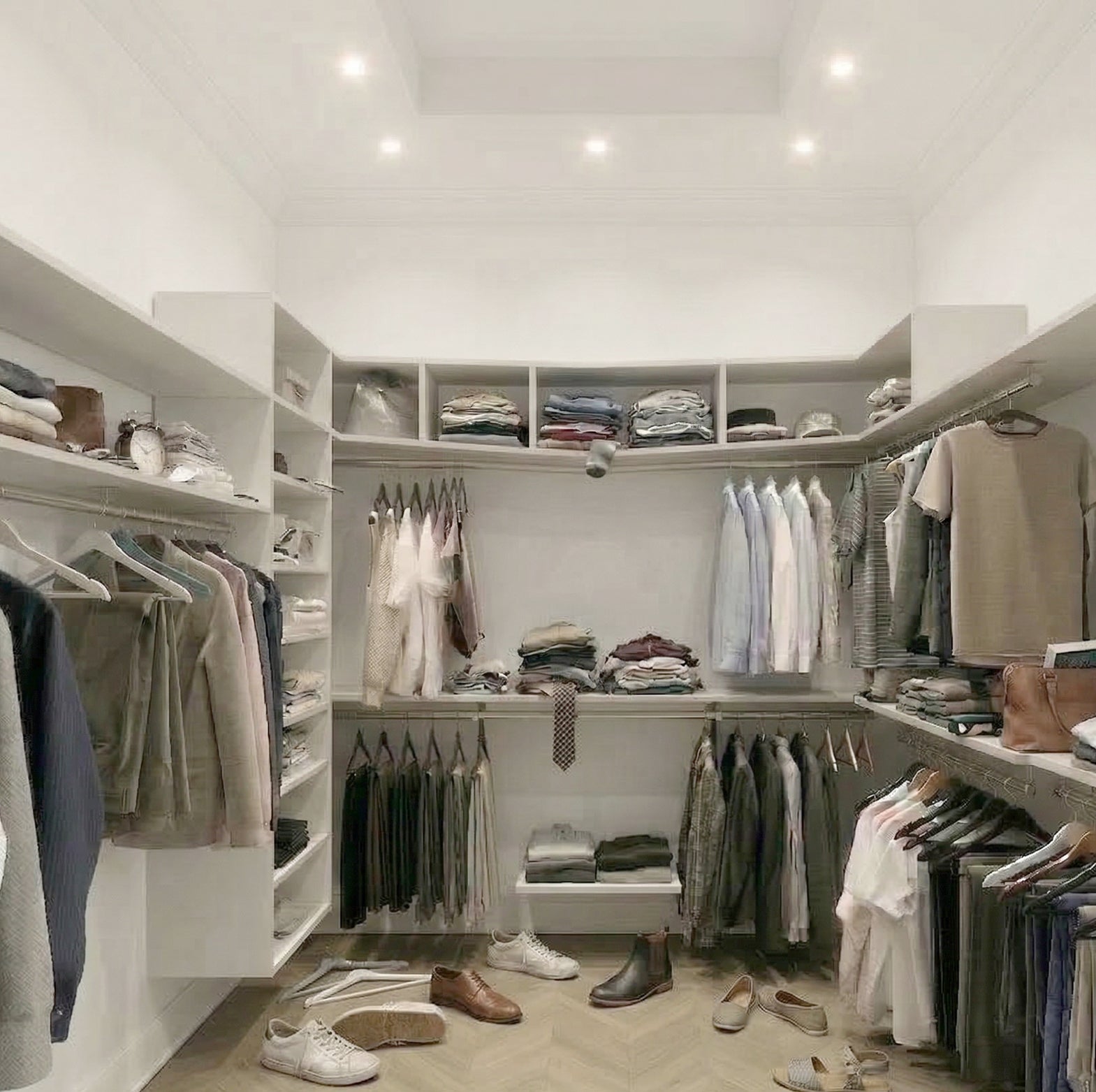 before unorganized mdf walk in closet