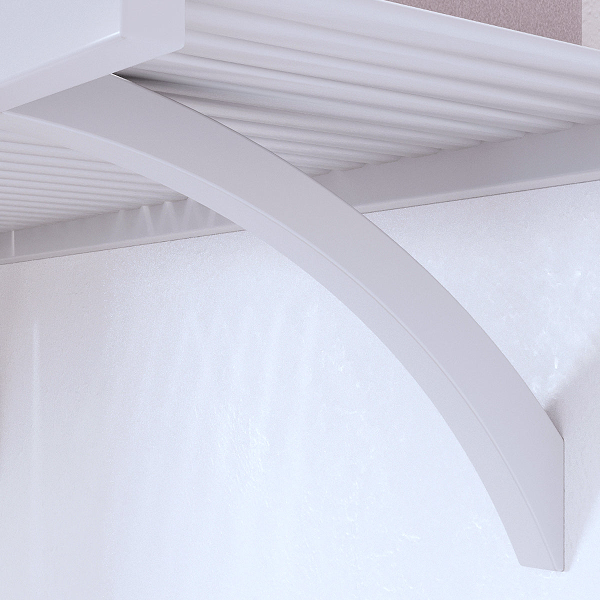 Closeup of pantry shelf angle bracket.