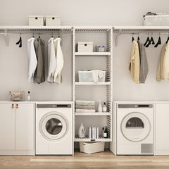 Solid Wood 10 ft. Laundry Organizer with Shelves and Hanging