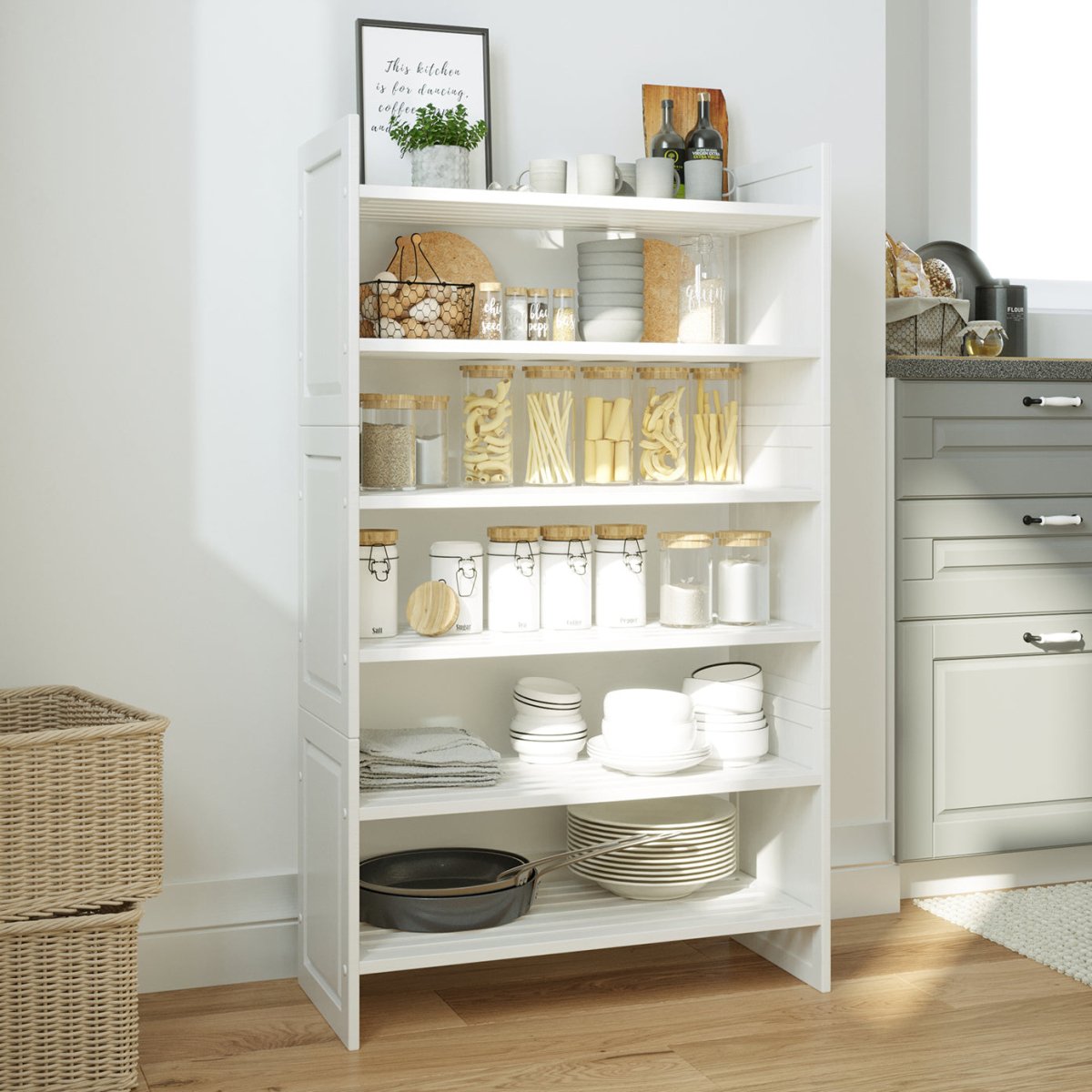 Solid Wood 3 Tier Storage Rack - White, image size:1200x1200