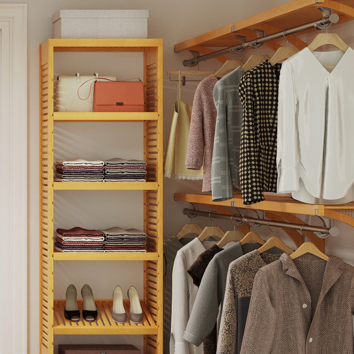 6ft Solid Wood Shelf & Rod Kit | Ventilated Closet System – John Louis Home