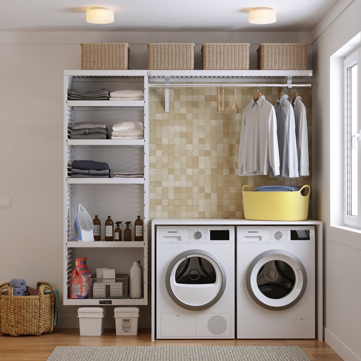 8ft Solid Wood Laundry Organizer | Stop the Wire Rack Sag