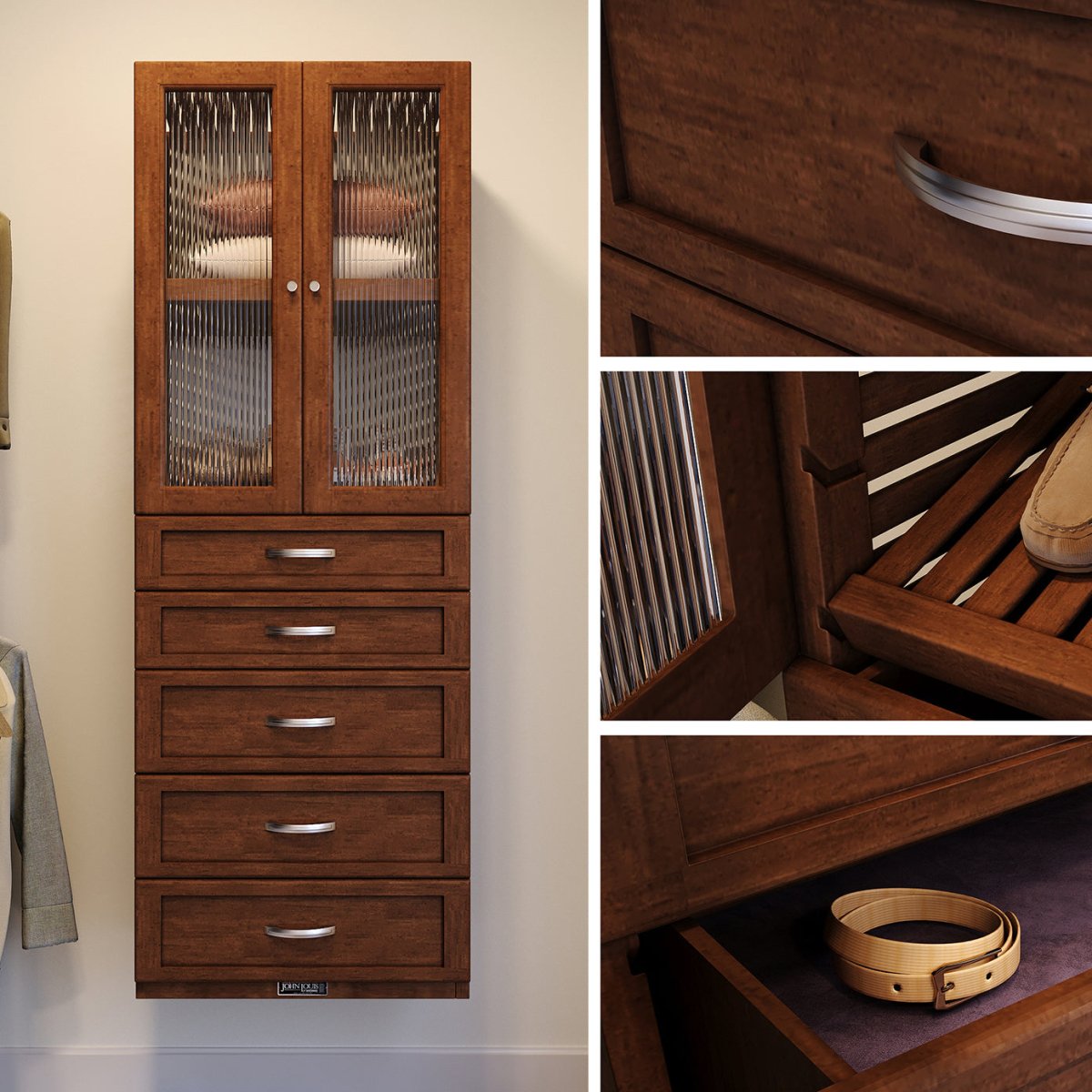 Solid Wood Accessory Tower with 5 Drawers and Doors Shaker - John Louis Home - Closet Organizers