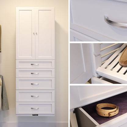 5-Drawer Solid Wood Closet Tower with Doors | 12" & 16" John Louis Home 5-Drawer Solid Wood Closet Tower with Doors | 12" & 16" John Louis Home