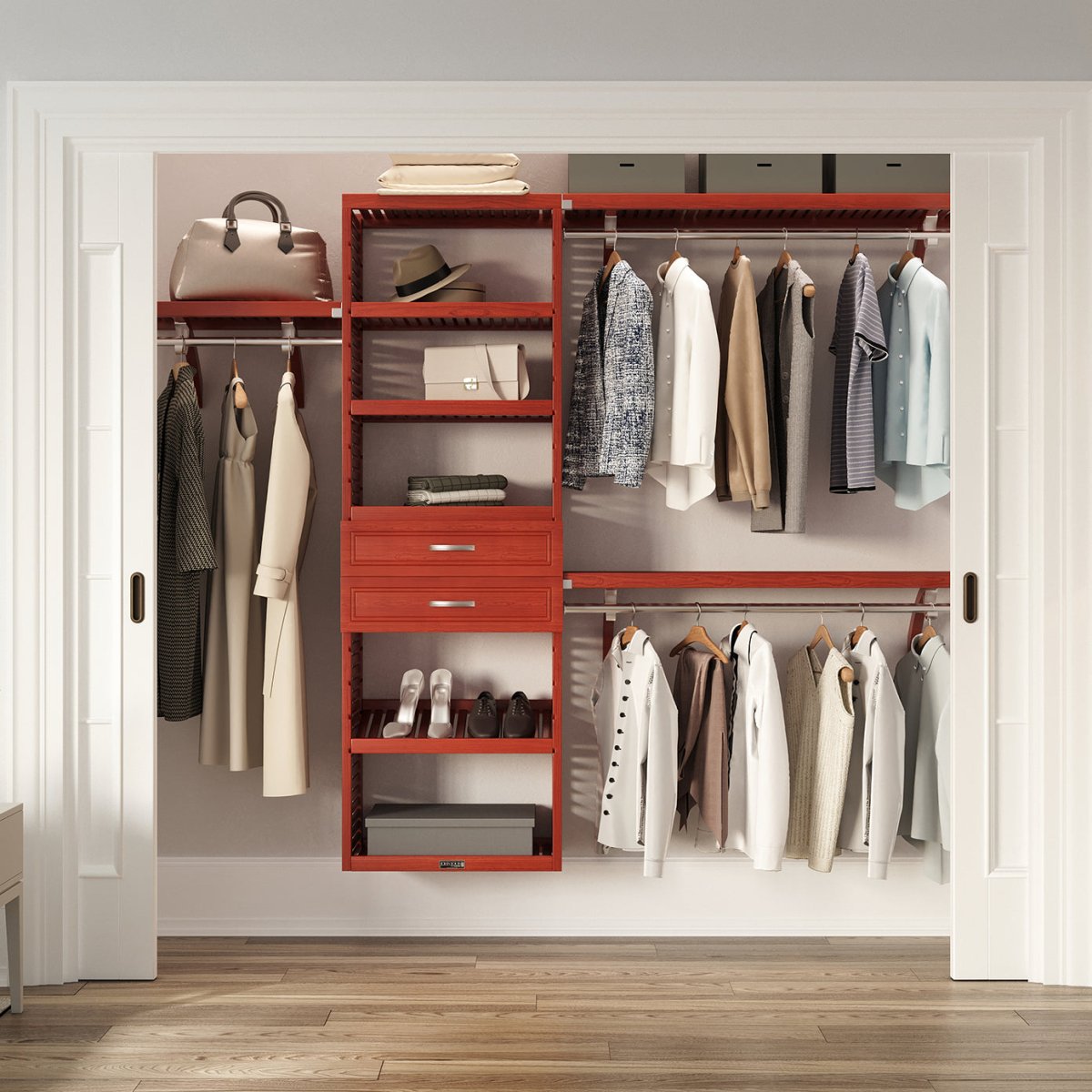 Solid Wood Closet Organizer with 2 Drawers Modern - John Louis Home - Closet Organizers