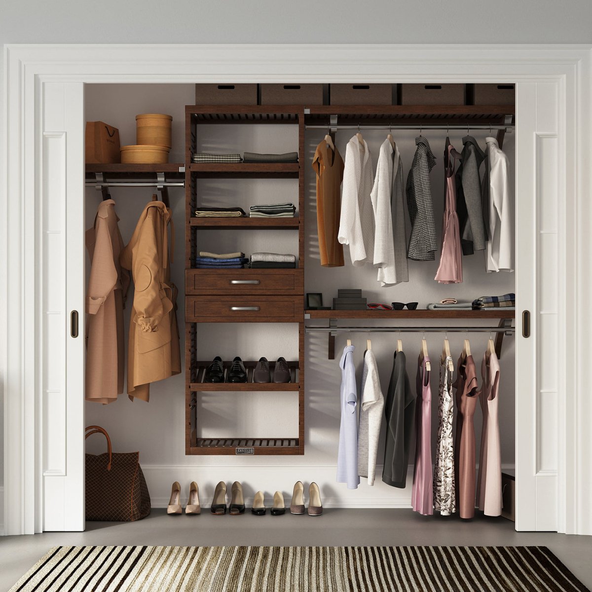 Solid Wood Closet Organizer with 2 Drawers Shaker - John Louis Home - Closet Organizers