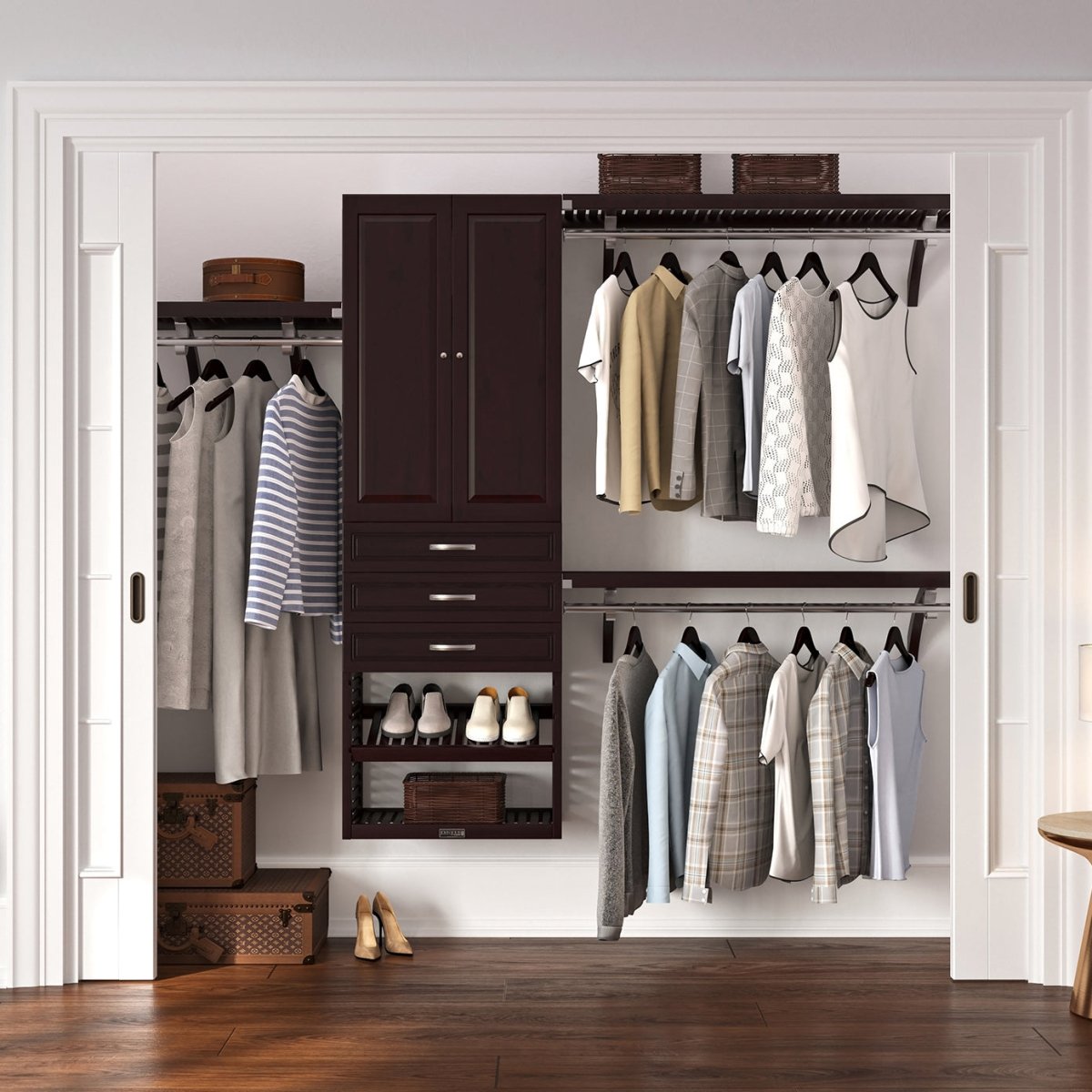 Solid Wood Closet Organizer with 3 Drawers and Doors Modern - John Louis Home - Closet Organizers