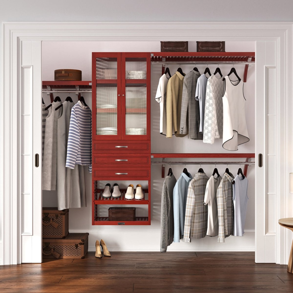 Solid Wood Closet Organizer with 3 Drawers and Doors Modern - John Louis Home - Closet Organizers