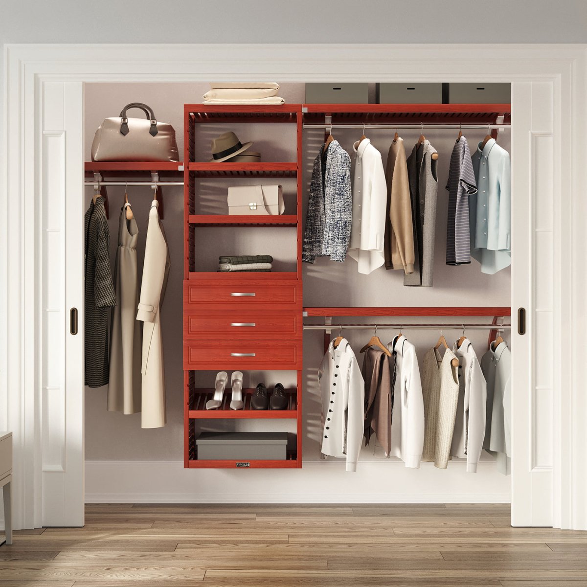 Solid Wood Closet Organizer with 3 Drawers Modern - John Louis Home - Closet Organizers