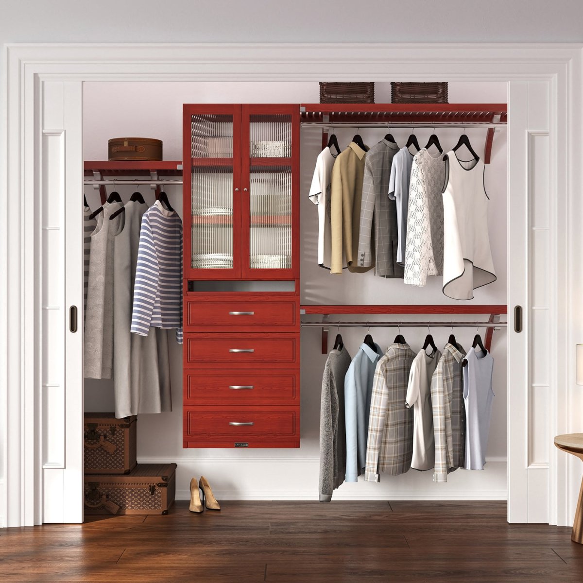Solid Wood Closet Organizer with 4 Drawers and Doors Modern - John Louis Home - Closet Organizers