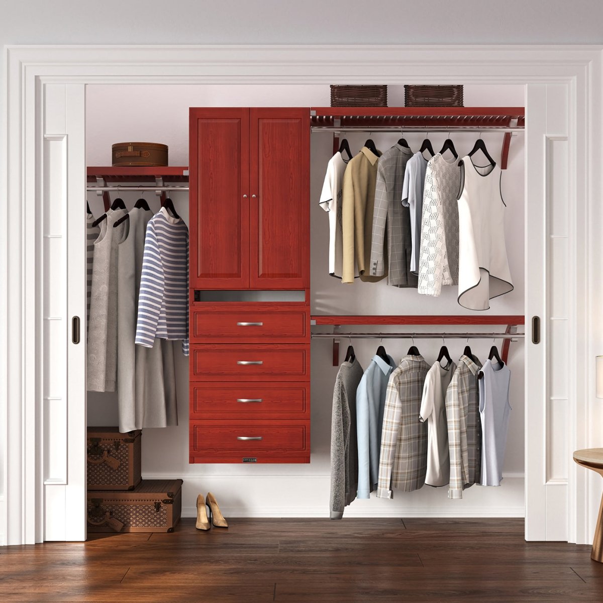 Solid Wood Closet Organizer with 4 Drawers and Doors Modern - John Louis Home - Closet Organizers