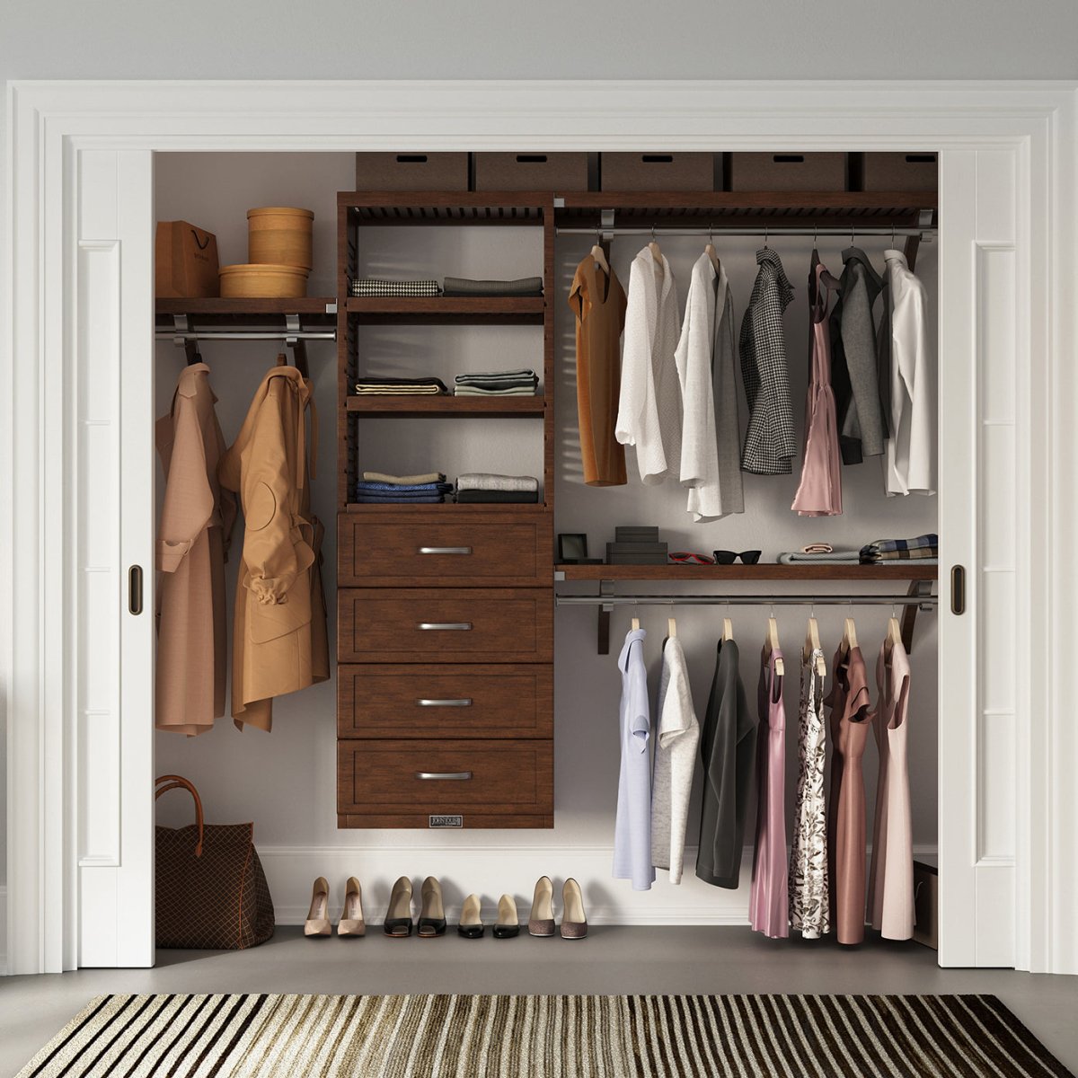 Solid Wood Closet Organizer with 4 Drawers Shaker - John Louis Home - Closet Organizers