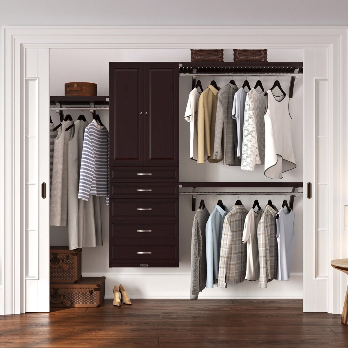 Solid Wood Closet Organizer with 5 Drawers and Doors Modern - John Louis Home - Closet Organizers