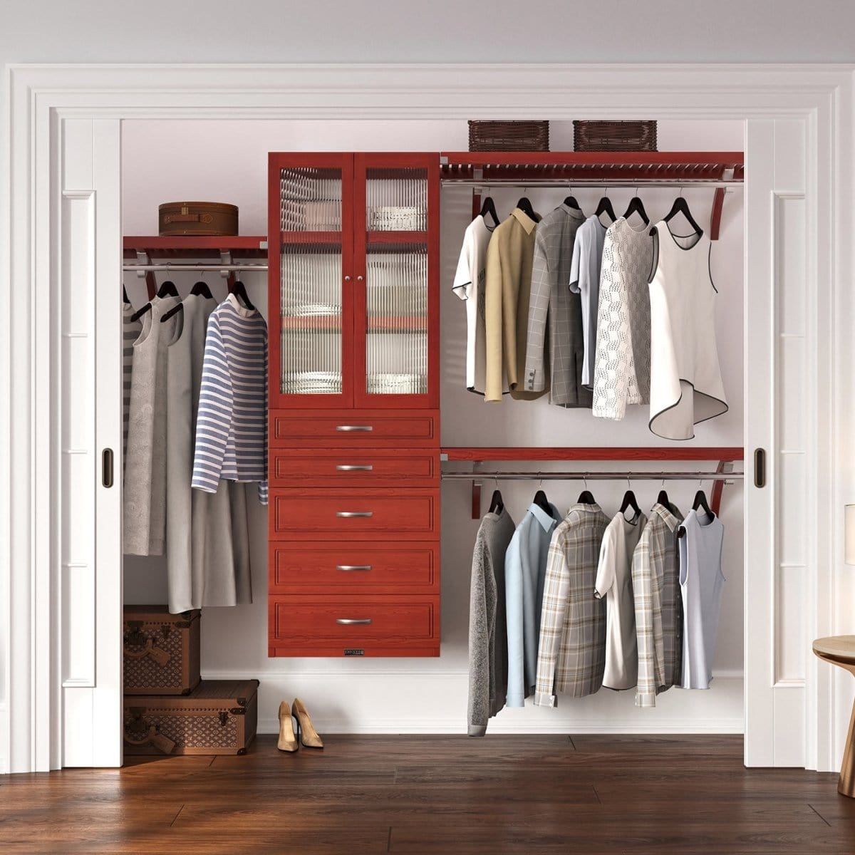 Solid Wood Closet Organizer with 5 Drawers and Doors Modern - John Louis Home - Closet Organizers