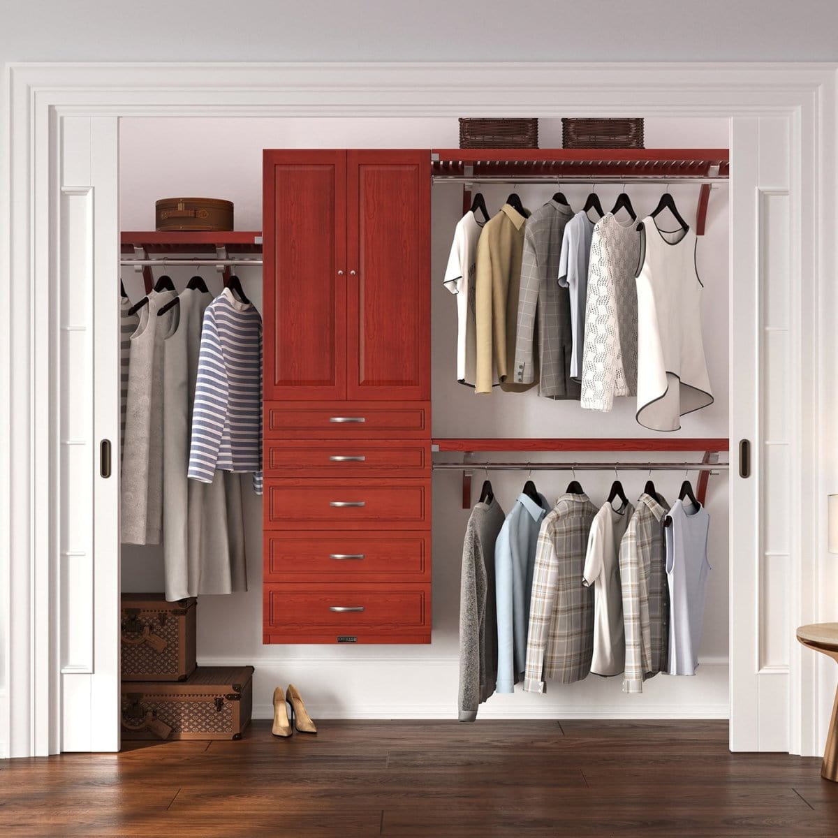 Solid Wood Closet Organizer with 5 Drawers and Doors Modern - John Louis Home - Closet Organizers