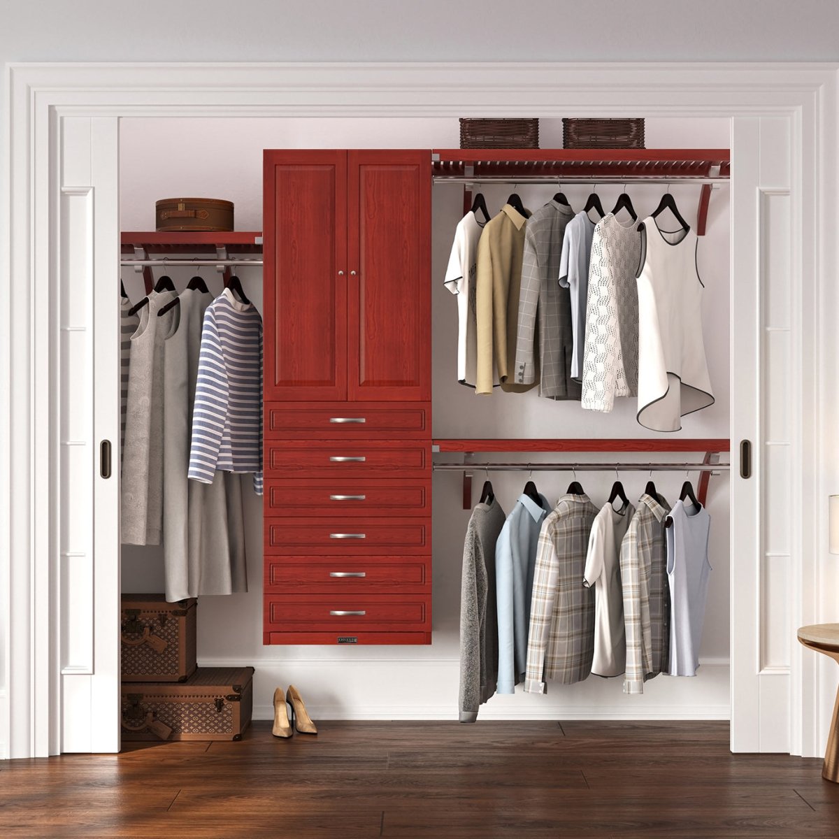 Solid Wood Closet Organizer with 6 Drawers and Doors Modern - John Louis Home - Closet Organizers