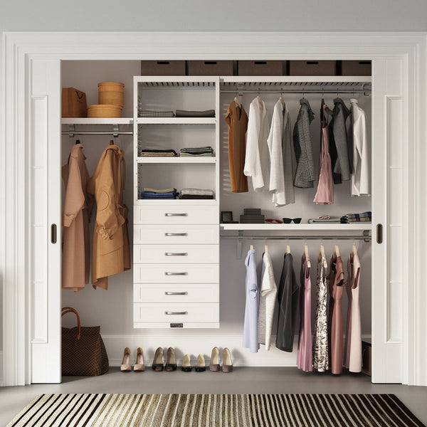 Solid Wood Closet Organizer with 6 Drawers Shaker - White / 16 Inch Solid Wood Closet Organizer with 6 Drawers Shaker - White / 16 Inch