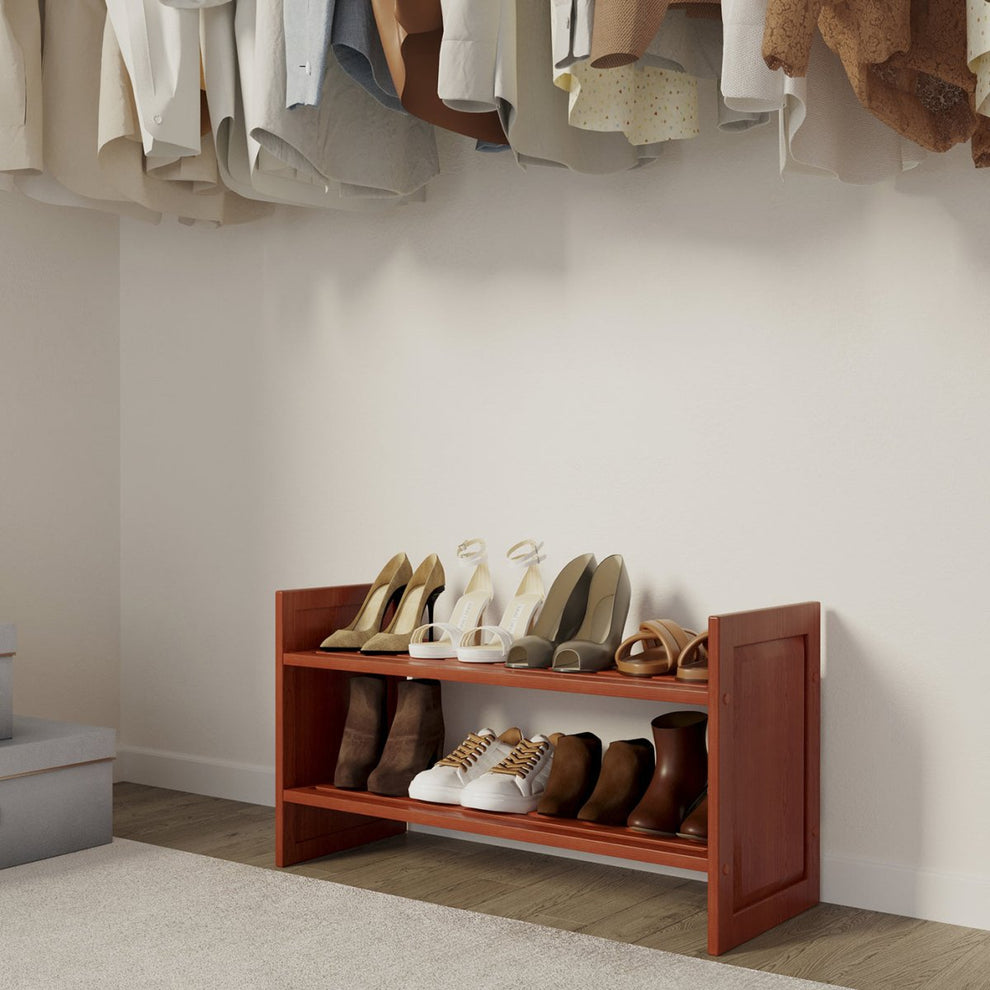 2-Shelf Solid Wood Shoe Rack | Stackable & No-Tool Assembly