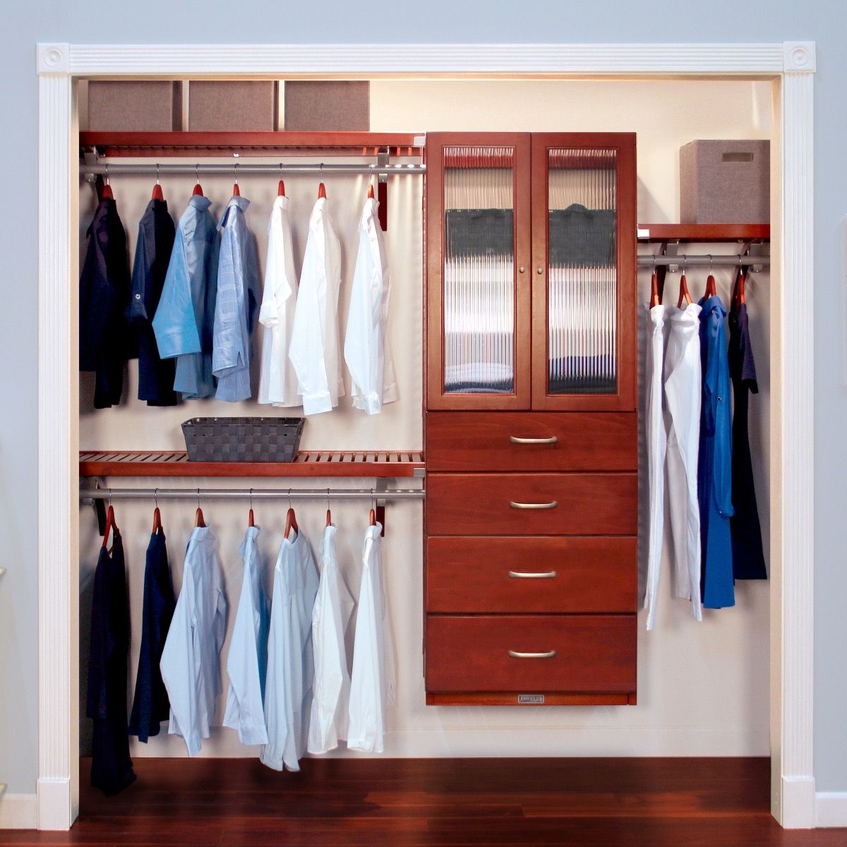 16in Deep Deluxe Closet Organizer with 4 drawers with doors