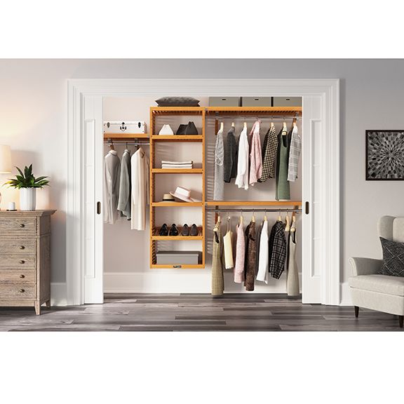 John Louis Home 16 in. Deep Deluxe Closet System in Honey Maple