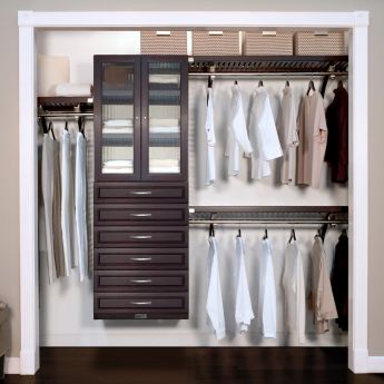 16in. Deep Woodcrest White Deluxe Organizer with 6 Drawers and fluted glass  doors main lifestyle configuration