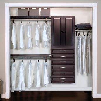12in. Deep Woodcrest Premier Organizer with 6 Drawers and doors Espresso main lifestyle configuration
