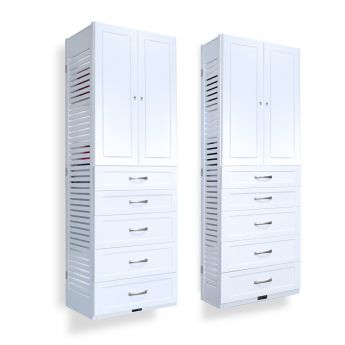 12in and 16in white tower with drawers and door dual main image 