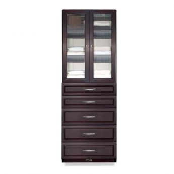 12" Deep Woodcrest 6ft. Tower with Drawers and Doors Caramel Finish Lifestyle