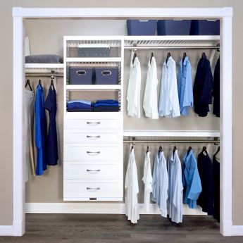 Deluxe Closet Organizer With 6 Drawers, 12 Inch Deep Closet Shelves