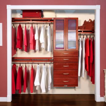 12in. Deep Simplicity Organizer 5 Drawers With Doors red mahogany main lifestyle configuration