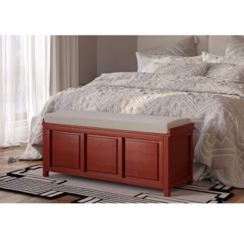 John Louis Home Open Top Storage Bench red mahogany finish lifestyle image